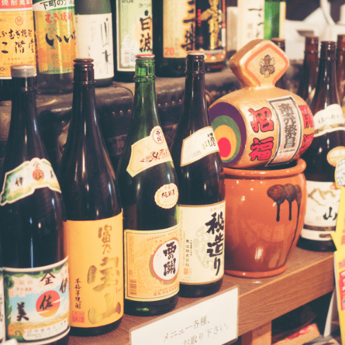 various sake bottles
