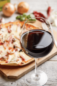 red wine with pizza