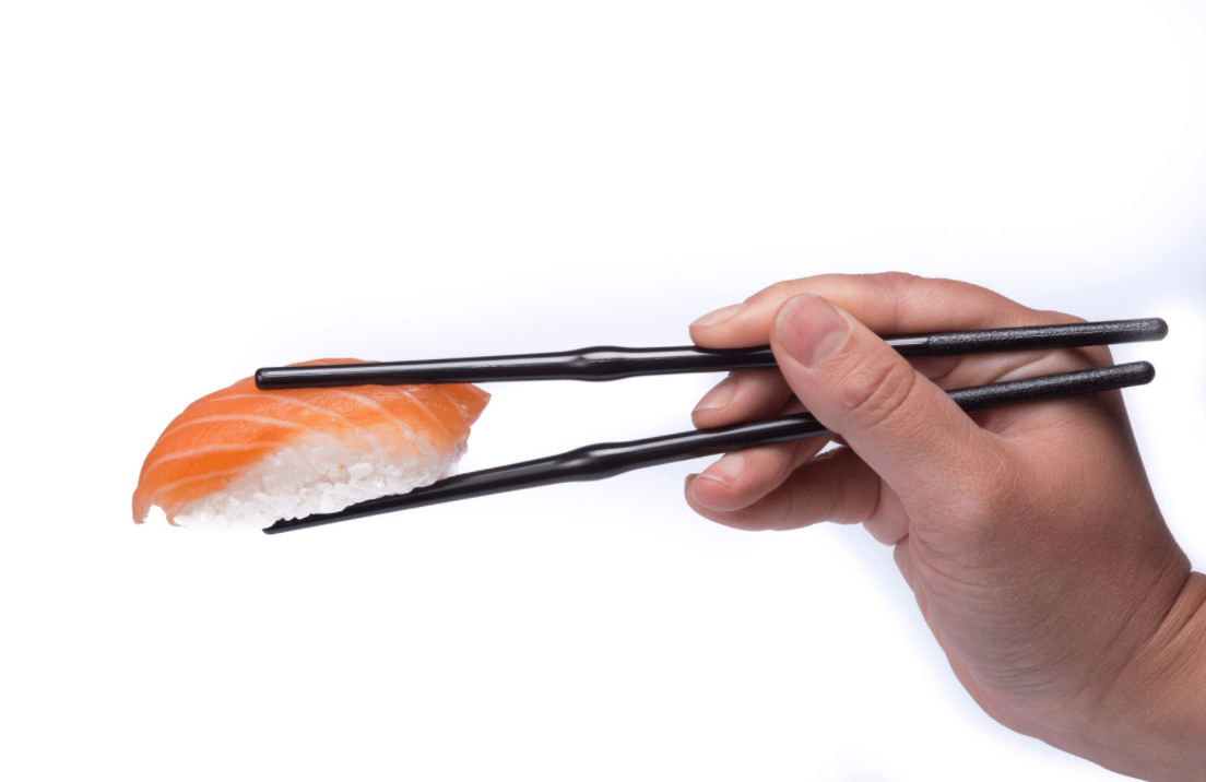 sushi with chop sticks