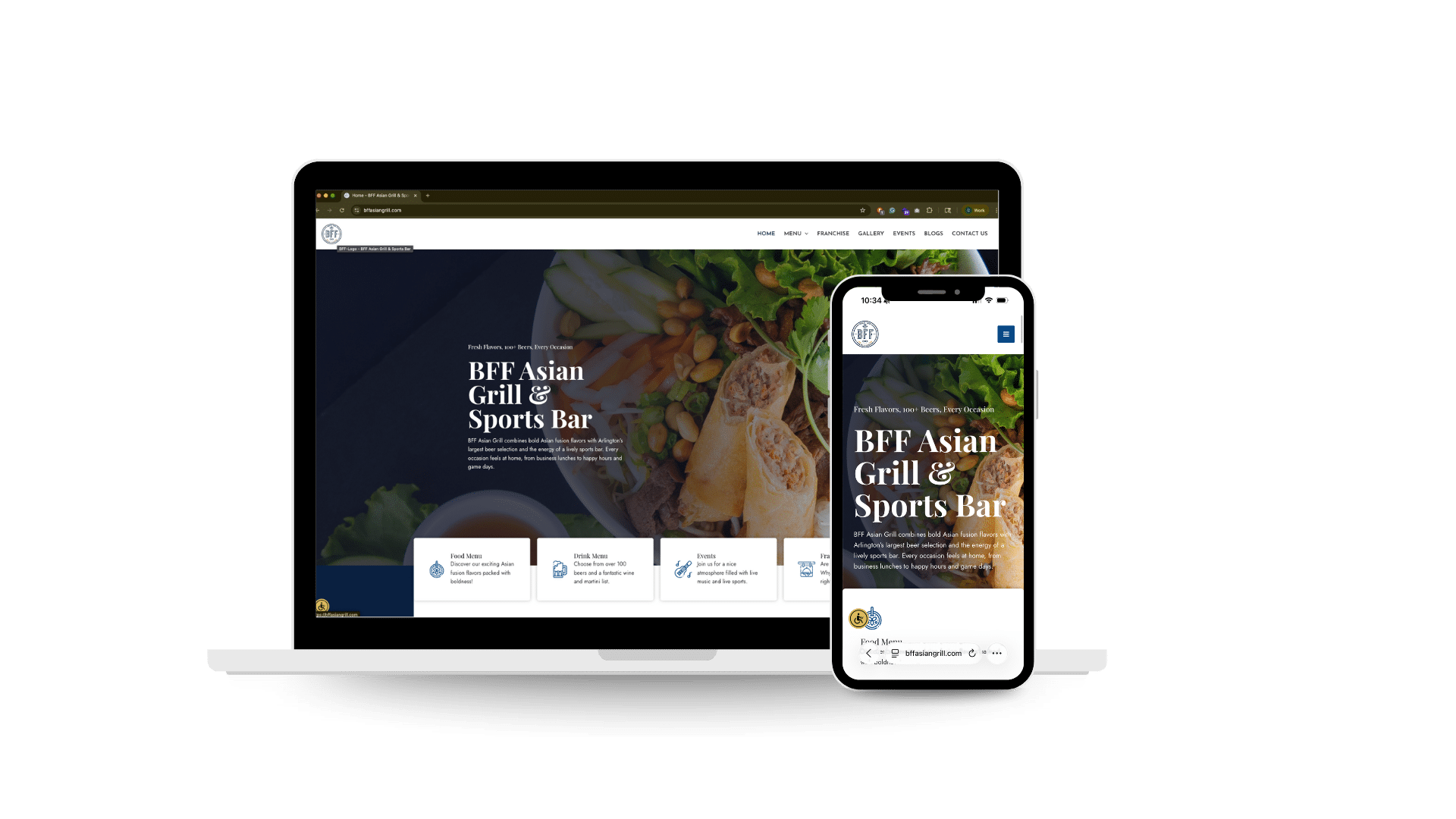 BFF Asian Grill & Sports Bar new website design shown on laptop and mobile